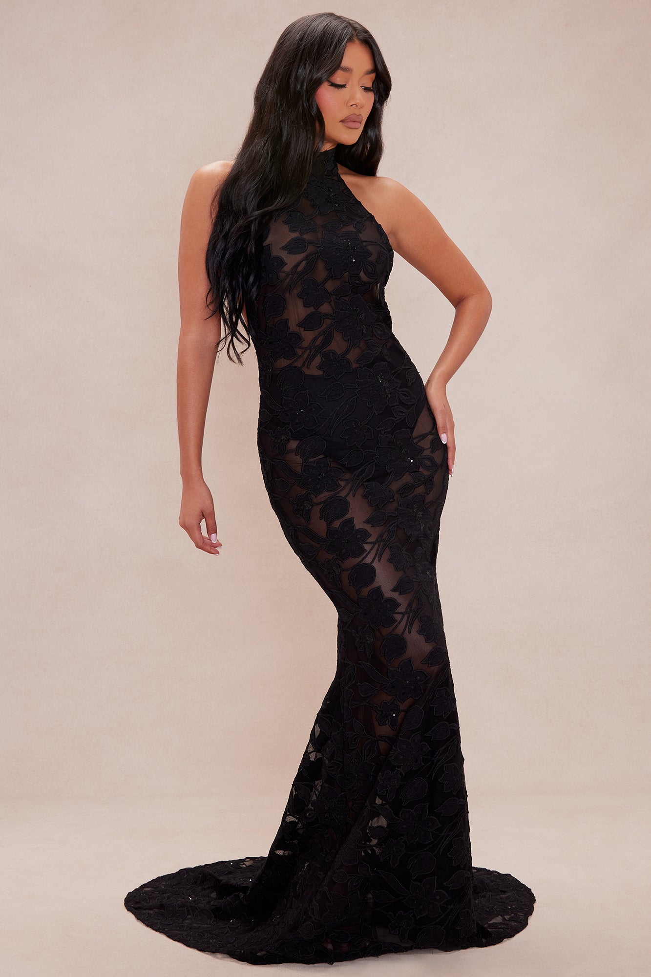 Serena Embroidered Maxi Dress - Black