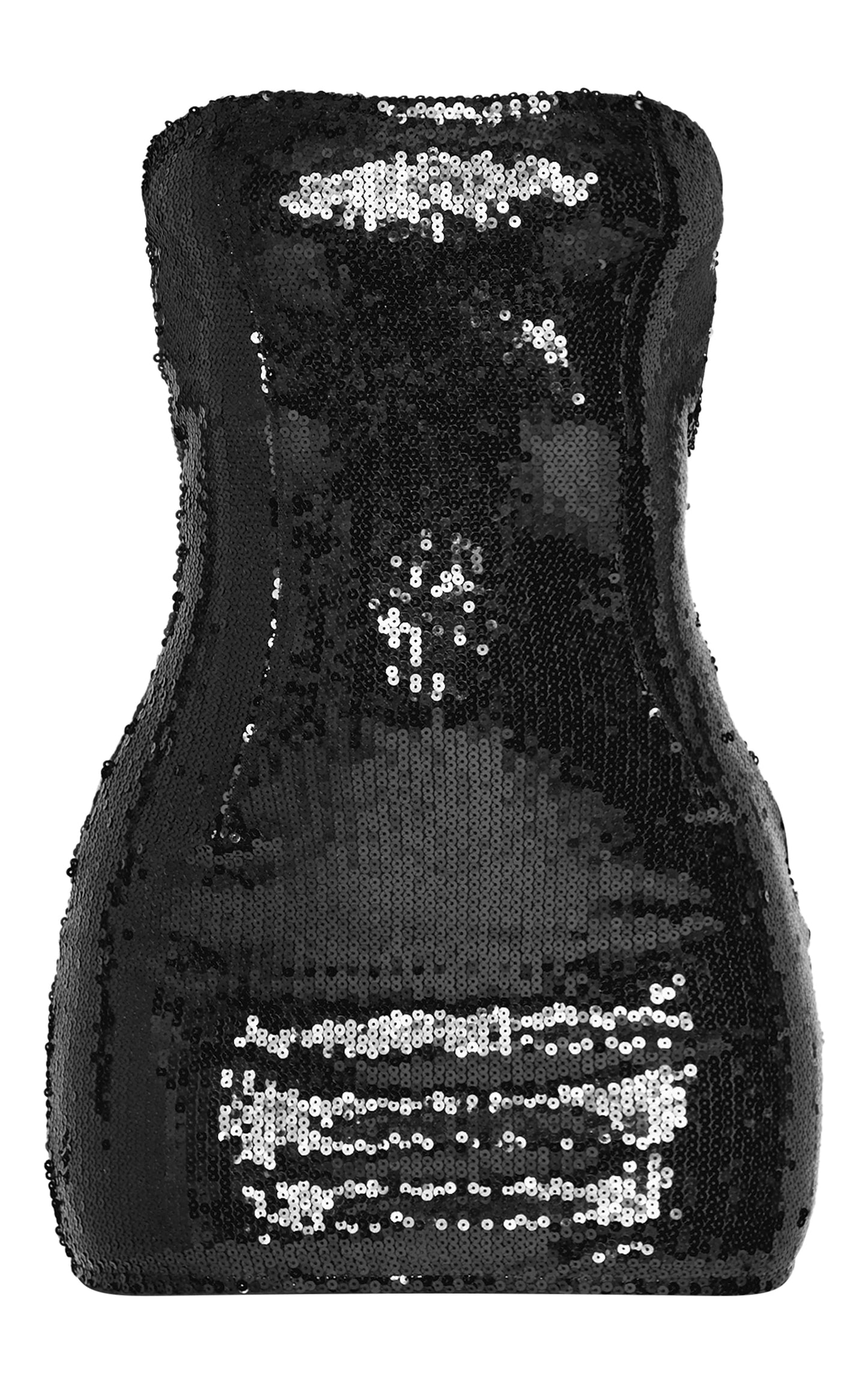 Petite Black Bandeau Open Back Sequin Mini Dress