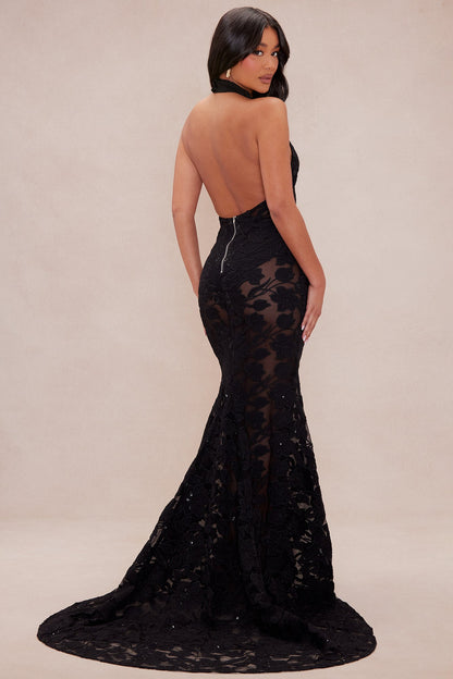 Serena Embroidered Maxi Dress - Black